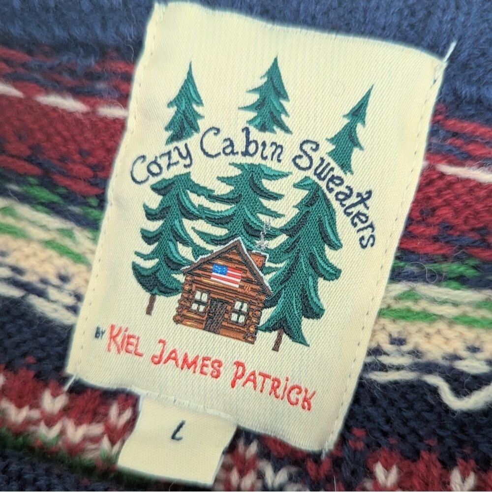 Kiel James Patrick Cozy Cabin Ski Winter Sweater Wool Navy Large Hit The Slopes - Picture 8 of 9